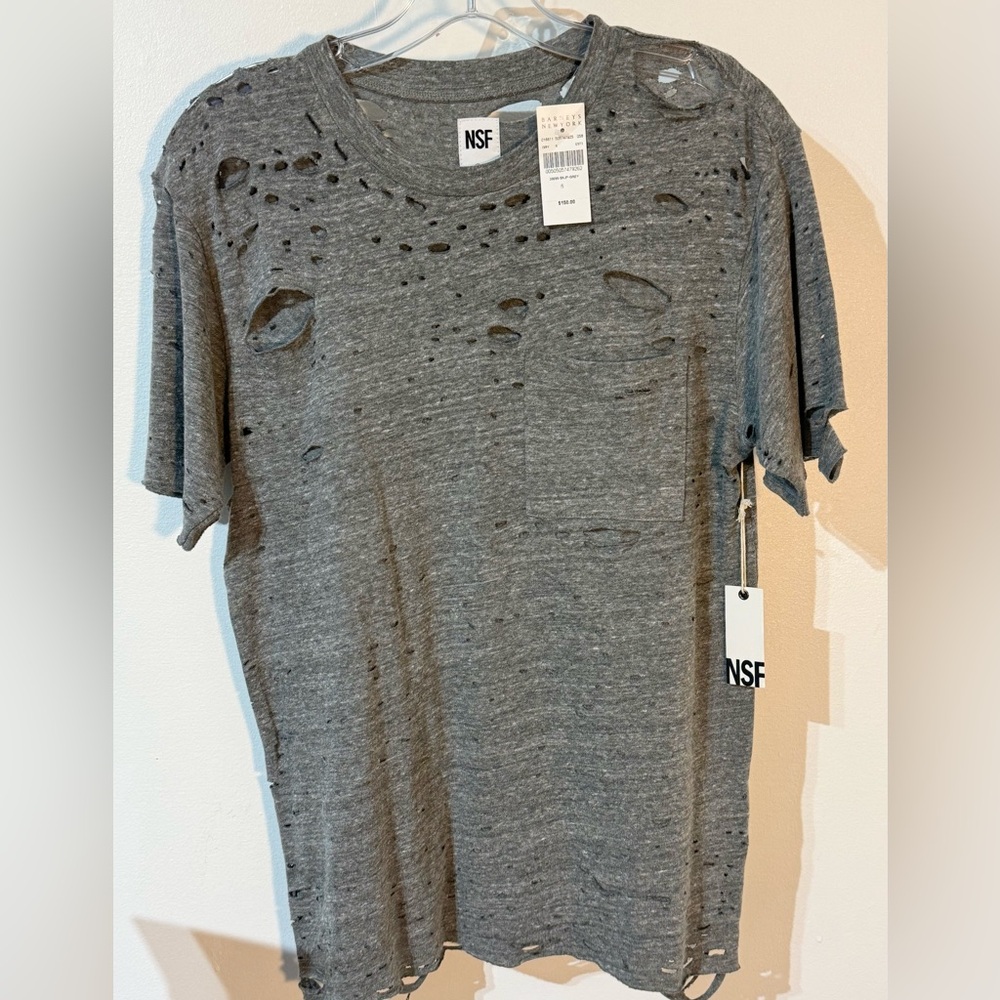 NSF Gray Distressed Short Sleeve Tee